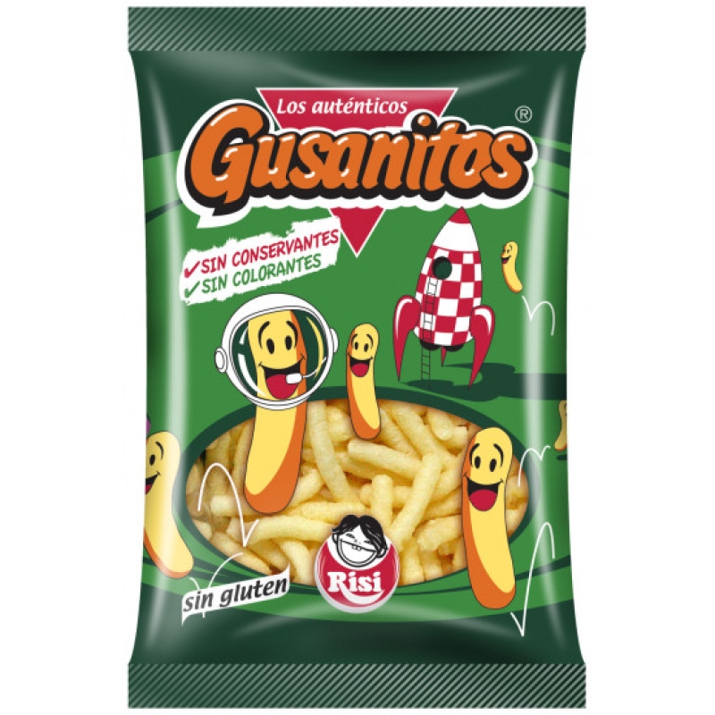 Los auténticos Gusanitos! El snack horneado más saludable. Contiene 30 bolsas pequeñas de 35g. Sin gluten. Sin colorantes y sin conservantes.