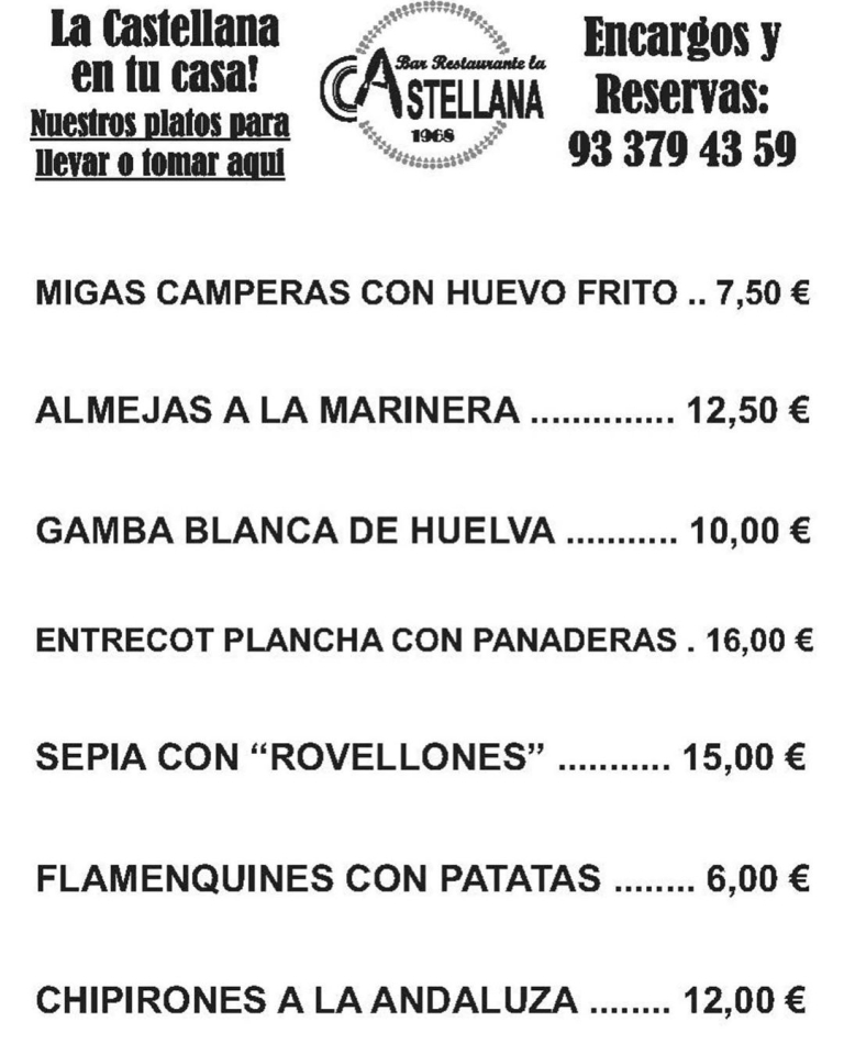 SUGERENCIAS DEL DÍA lacastellana #tapas#elprat